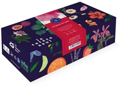 LA TETERA AZUL 100 Bolsitas De Té Rojo Pu Erh Infusionado Con Frutas. Infusión Adelgazante. 100 Bolsitas De 1,75 Gramos.