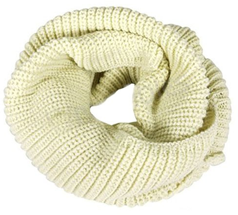 Kuyou Damen Schal Winter Rundschal Warmer Strick Loop Schal (Beige)