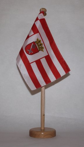 Broms landsflagga bordsflagga 15 x 25 cm av professionell kvalitet, valfri med eller utan 42 cm massivt trä – bordsstativ Tischflagge mit Holzständer