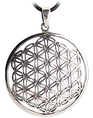 Budawi® Blume des Lebens 37 mm Anhänger Kettenanhänger 925er Silber mit Lederband