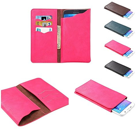 DFV mobile - Etui Vertikaltasche Tasche Schutzhülle aus Kunstleder mit Kartenfächer für ZTE Iconic PHABLET (2014) - Rosa