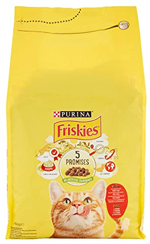 PURINA FRISKIES 5 Promesse Crocchette per Gatti Adulti con Manzo, Pollo e Verdure Sacco da 4kg