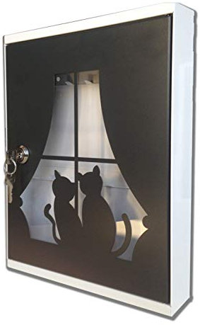 Alubox Bacheca design MIA completa di 16 ganci porta chiavi, in acciaio colore bianco il corpo e sportello colore ghisa con plexiglas trasparente; cm. 5x24.5x31.5; ideale per l'ingresso di casa.
