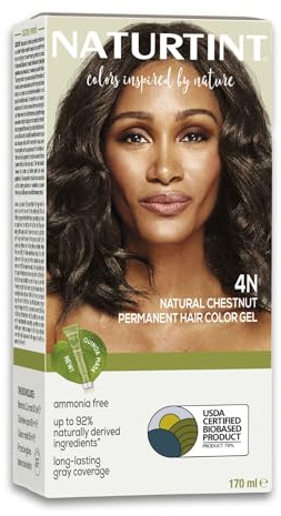 Naturtint Coloration capillaire naturelle permanente - Ingrédients végétaux actifs - 100% couvrant - Couleur 4N Châtain naturel