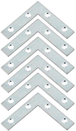 Merriway® BH00143 (5 Pcs) Flat Corner Zinc Plated Repair Brackets Braces Plates, 75 mm (3 inch) - Pack of 5 Pieces