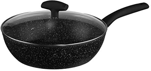 JJA 111010-Casseruola con Coperchio in Alluminio forgiato, Rivestimento in Pietra, Alluminio, 28 cm