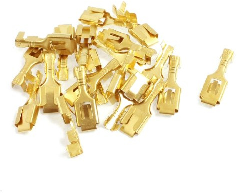 sourcingmap 20 Pcs 6.3mm en Laiton à sertir Borne Câble Femelle Bêche Connecteur