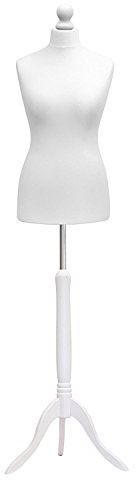 White Female Tailors Mannequin Display Bust Dummy FOR Dressmakers Fashion Students With A White Wood Base (Size 40/42, UK 12/14)