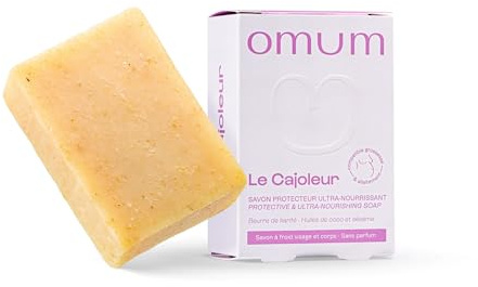 OMUM - Le Cajoleur – Feste rückfettende Seife, ultra-nährend, reinigt Körper und Gesicht ohne auszutrocknen – ideal für die ganze Familie – 100 g