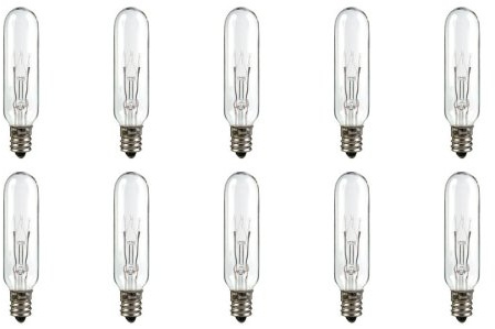 CEC Industries #15T6-130V Bulbs, 130 V, 15 W, E12 Base, T-6 Shape (Box of 10)
