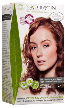 NATURIGIN Permanent Hair Dye, koppar blond 7.4, Fri från ammoniak och parabener, upp till 100% täckning av grått hår, långvarig, vegansk och ej testad på djur