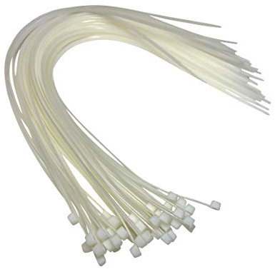 Nylon Plastic Cable Ties Long and Wide Extra Large Zip Ties Black and White wrap 50 pieces (White, 4.8mm x 450mm)