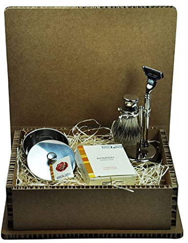 Golddachs Geschenkset 6, Men´s special, 3-teilig, Rasierset, Seifenschale, Rasierseife