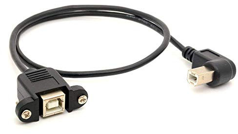 Imprimante Câble d'extension USB 2.0 B Adaptateur mâle à Connexions Femme 90 Degree Socket Right Angled Scanner Cord avec vis Montage sur Panneau 0.5m