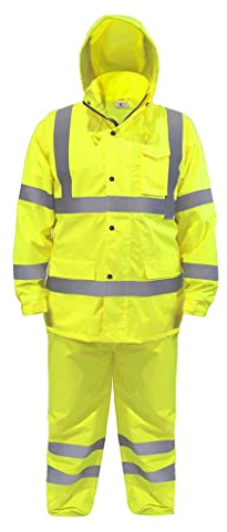 JORESTECH Safety Rain Set/Jacket Reflective High Visibility Yellow JK-03 / Pants Lime ANSI 150D Heavy Duty PANTS-03 (2X-Large)