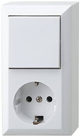 REV Schalter/Steckdosen Kombination PlanoLuxe - Aufputzsteckdose mit A/W-Schalter, weiß