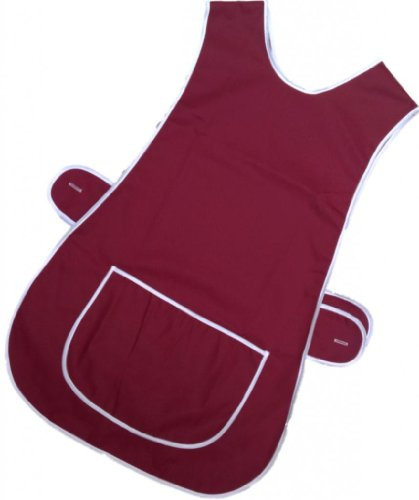 NEW LADIES TABARD TABBARD APRON WITH POCKET PLUS SIZE BIG KITCHEN CLEANING CHEF (XOS / X-Large /UK 20-22, Wine - Burgundy)