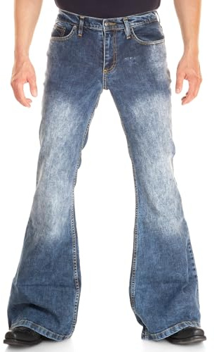 COMYCOM Herren Jeans Schlaghose Star Random im 70er-Jahre Look -Vintage-Style Flared-Jeans für Männer