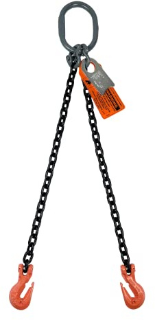 Advantage Rigging - Chain Sling - 5/16 x 5' Double Leg with Grab Hook - Grade 100