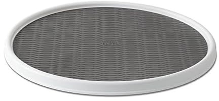Copco 18-Inch Lazy Susan Turntable Organizer, Non-Skid Pantry or Cabinet Spinner for Spices, Condiments, and Bottles, Durable White/ Gray Design