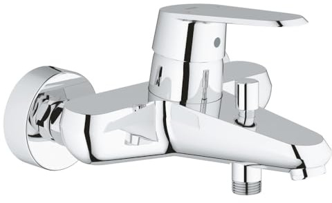 GROHE Eurodisc Cosmopolitan, Badewannenarmatur (Duscharmatur für die Badewanne, Mischbatterie mit automatischer Umstellung Wanne/Brause, mit integriertem Rücklaufventil, S-Anschlüsse), chrom, 33390002