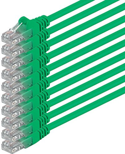1aTTack.de 10x 0,5m Câble Réseau Cat6 Cat 6 - RJ45 Ethernet LAN DSL Routeur Modem - Vert