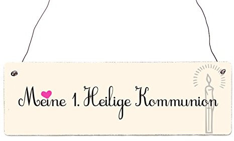 Interluxe Türschild Vintage Holzschild Meine 1. HEILIGE Kommunion *Herzchen* Shabby Geschenk Dekoration Türschild