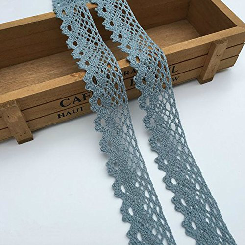 Spitzenband aus Baumwolle, Stickerei, Spitzenband zum Nähen, Dekorieren und Basteln, 3,8 cm breit, 4 Farben (Blaugrau)