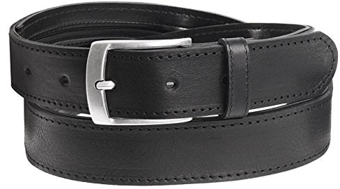 Harrys-Collection Unisex Tresorgürtel Leder 48, schwarz, BW: 85 | aus weichem Vollrindleder, praktischer Safegürtel für Reisen, Diebstahlschutz durch langes Geheimfach, Breite 3,8 cm