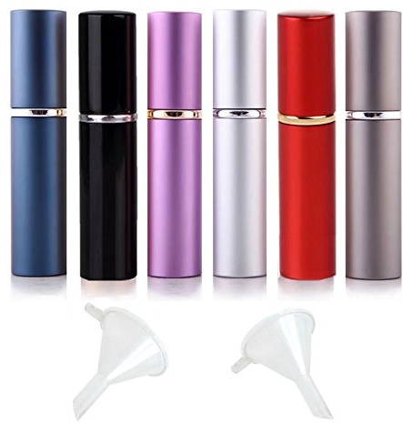 GOLF 6pcs 6ml Portable Mini Refillable Perfume Scent Aftershave Atomizer Empty Spray Bottle with 2 Funnel Filler for Travel Purse