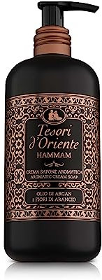 Tesori d'Oriente - Sapone Liquido Mani Hammam con Olio di Argan, per la Pelle di Tutto il Corpo, Note Fruttate, Azione Rigenerante e Nutriente, 300ml