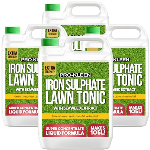 Pro-Kleen Lawn Tonic Liquid Iron Sulphate Ferrous Lawn Conditioner, Fertiliser, Grass Greener and Turf Hardener | Long-Lasting for a Healthier Garden | Helps to Prevent Disease (4 x 5 Litres)