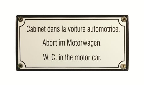 BBV Emaille Schild Abort im Motorwagen Kloschild 15x7,5 cm Toilettenschild WC wetterfest und lichtecht Emailleschild