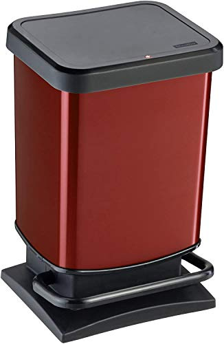 Rotho Paso Mülleimer Küche 20 L als Papierkorb mit Deckel in Rot Metallic