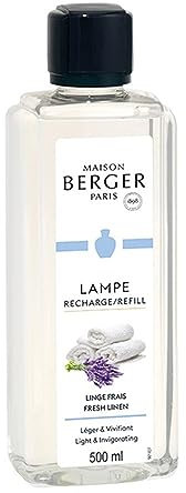 Maison Berger - Lampe Berger Fragrance Refill – 500ml Home Scent Oil for Catalytic Diffuser - Purifies Air & Removes Odors – Made in France – 40 Hours of Diffusion (Fresh Linen)