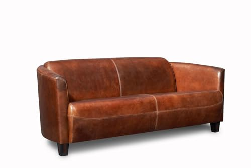 Clubsofa Rocket 3-Sitzer Vintage Cigar Leder Dunkelbraun Echtleder Couch Sofa