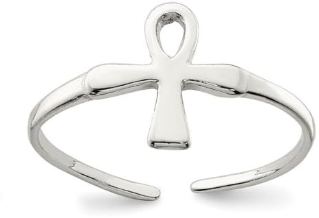 Damen-Zehenring aus 925er Sterlingsilber, massives Ankh, ägyptischer religiöser Glaube, Kreuz