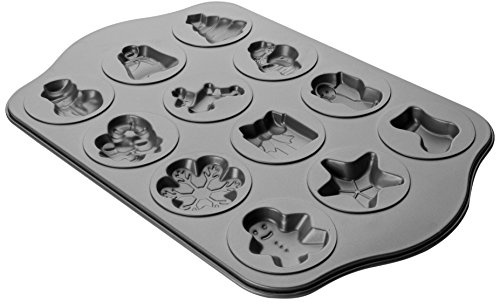 IBILI Baking Mould Christmas with 12 Cups 36x30 cm, Rolled Steel Plate, Black, 36 x 30 x 3 cm