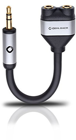 Oehlbach i-Connect J-AD Mobiler Y-Adapter, 3,5 mm Klinke auf 2 x 3,5 mm Klinke - schwarz