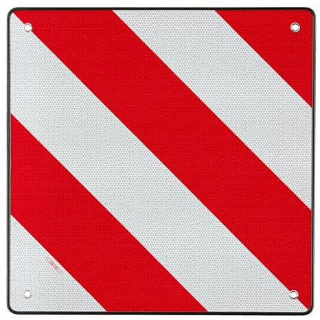 Wiltec Rot weiße Warntafel Spanien aus Aluminium mit Befestigungslöchern 500x500 mm reflektierend Warnschild für Fahrradträger und Heckträger zur Kennzeichnung überstehender Ladung am Fahrzeug