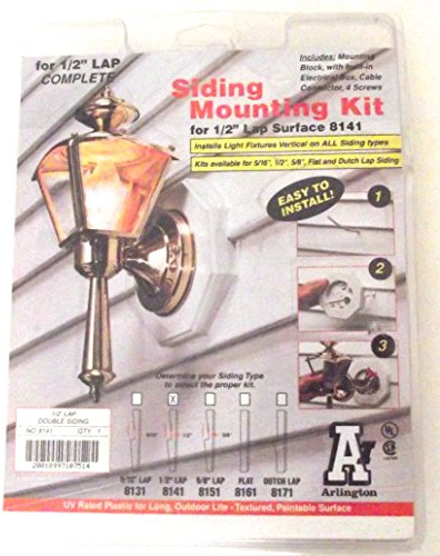 Arlington 8141 Plastic Surface/Vertical Mount 1/2 Inch Lap Siding Mounting Kit with Built-in Box 6.61 Inch x 6.61 Inch