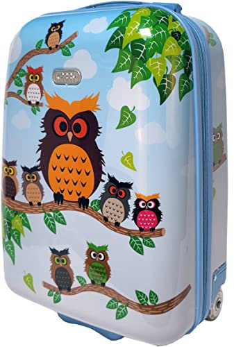 Karry Kinder Koffer Kinderkoffer Reisekoffer Trolley Hartschalen Handgepäck Mädchen LED Skater Rollen Eule