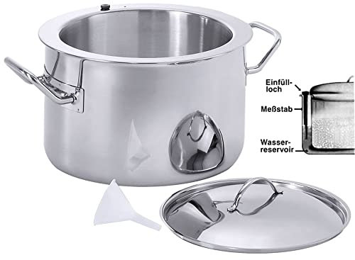 Contacto Edelstahl Simmertopf 6 l, hochglänzend mit Deckel mit Kompensboden mit Trichter und Messstab