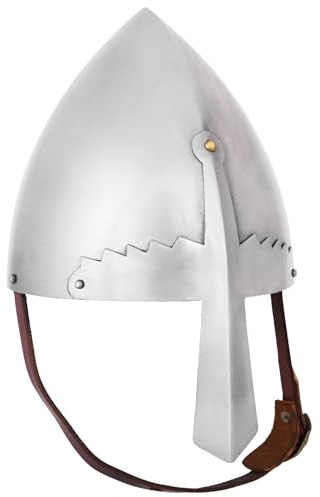 Battle-Merchant Normannenhelm St. Wencelas, 1 mm Stahl, Nasalhelm | Wikinger Helm, Replik 10. Jh., mit Lederinlay, Mittelalter, für Reenactment, LARP, Historische Darstellungen & Cosplay