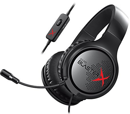 Creative Sound Blasterx H3 - Cascos Portátiles Analógicos con Micrófono para Juegos, Negro