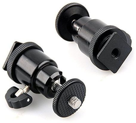 PTCM 2 pcs mini Rótula metálico 1/4 tornillo Camera Hot Shoe Monter fotografía rellenar la cabeza de iluminación para Canon Nikon DSLR Cámara Trípode Hot Shoe Adapter, proyector LED, micrófono, pantalla de vídeo y Ring Flash Light