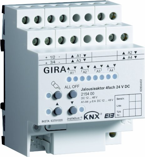 Gira 215400 Jalousieaktor 4-Fach 24V DC KNX Einflächenbedienung REG