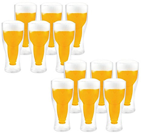 Bloomix – Juego de 12 vasos de cerveza con 340 ml. – Disfruta durante más tiempo su cerveza fría.