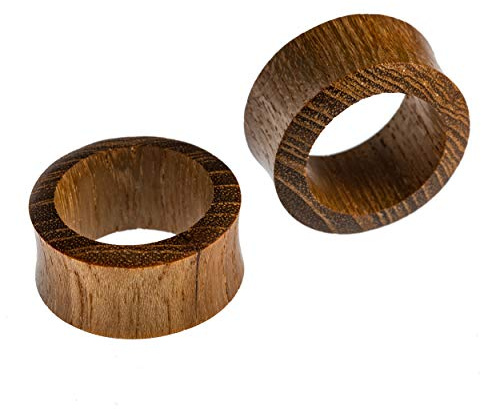 CHICNET Flesh Tunnels Holz Holztunnels Plugs Ohrring Flesh Tunnel Männer Frauen Double Flared aus Teakholz braun Plug 2-4 mm 6mm 8mm 10mm 12 mm 14mm 16mm 18mm 20mm 22mm 25mm