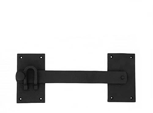 Renovators Supply Manufacturing Black Iron Fence Gate Latch 12 in Long Bar Door Lock with Mounting Hardware